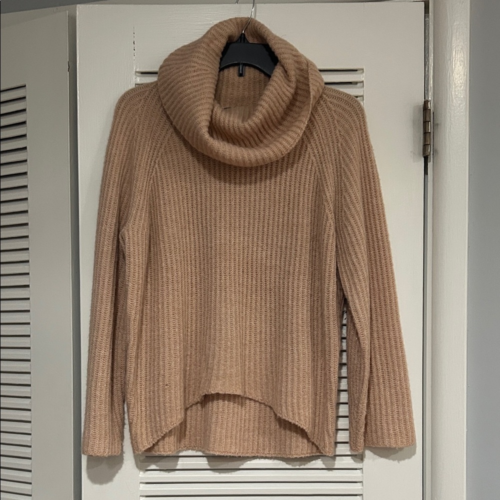 J. Crew Ribbed Pink Cowl Neck Sweater